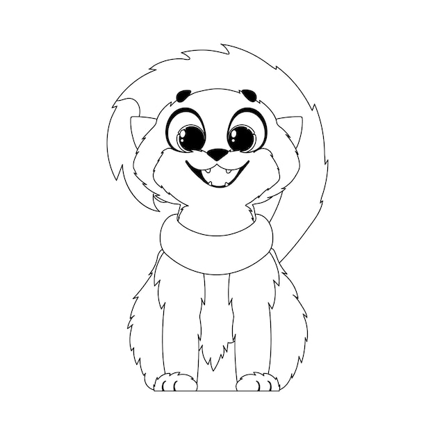 Gato inteligente en una organización organizada asombrosa para libros para colorear para niños Estilo de dibujos animados Ilustración vectorial