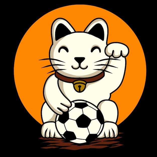 Vector gato, japón, vector, con, pelota