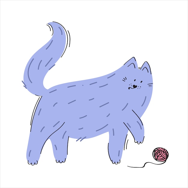 Vector gato jugando con una pelota