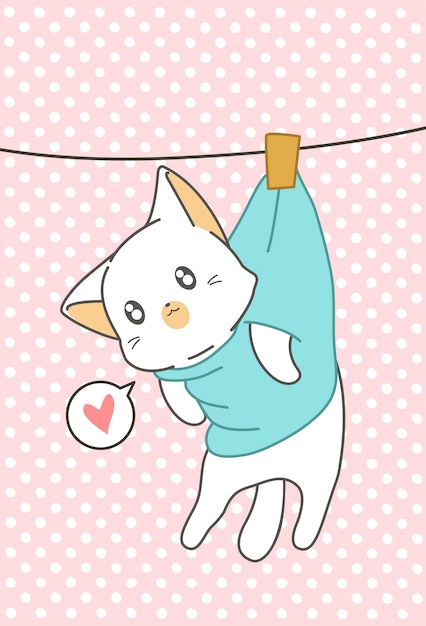 Gato kawaii colgando