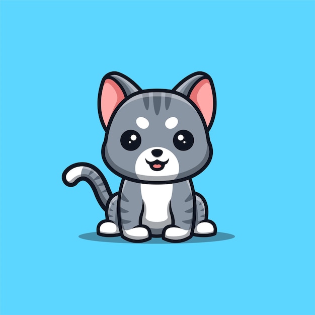 Gato Lindo Animal Kawaii Mascota Logotipo