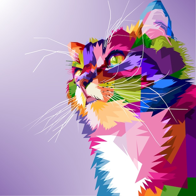 Vector gato lindo arte pop colorido