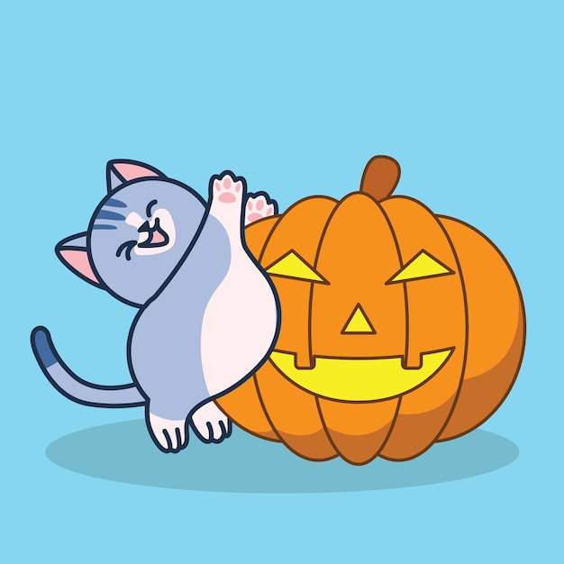 Vector gato lindo en el día de hallowen