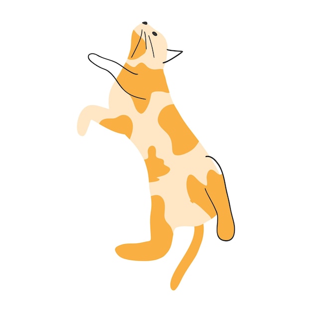 Gato lindo dibujado a mano Ilustración vectorial de gatito animal divertido para póster tela impresión niños diseño de tarjeta textil