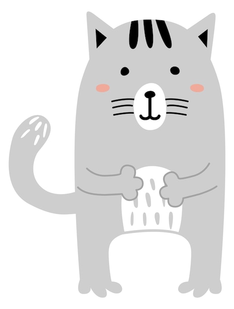 Gato lindo dibujo Mascota gris Animal esponjoso