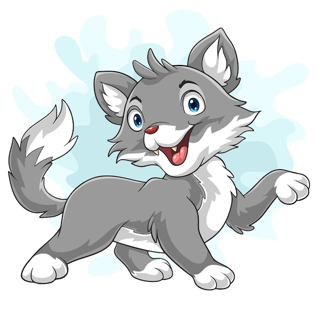 Un gato lindo de dibujos animados aislado sobre un fondo blanco.