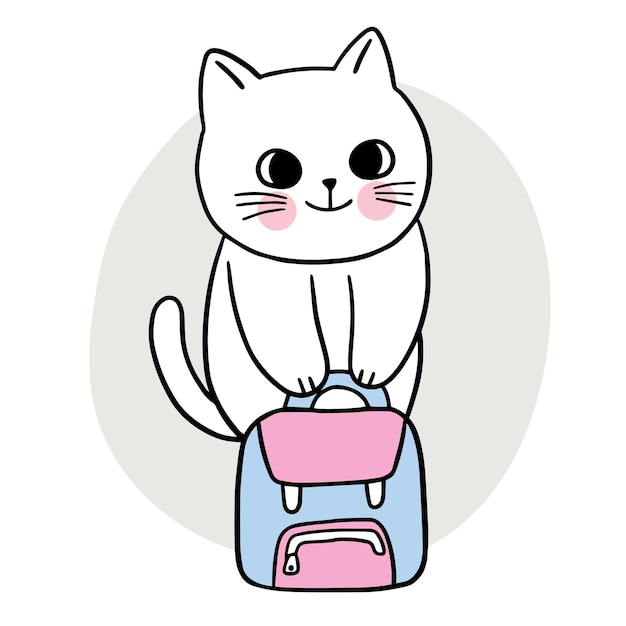 Gato lindo de dibujos animados y vector de bolsa dulce