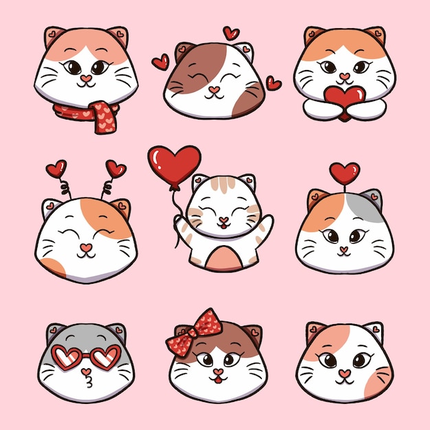 Gato lindo de la emoción para San Valentín