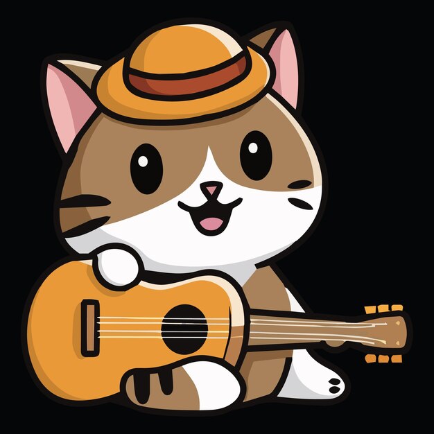 El gato lindo está cantando ilustración diseño de personajes lindo elementos gráficos para niños mano de dibujos animados