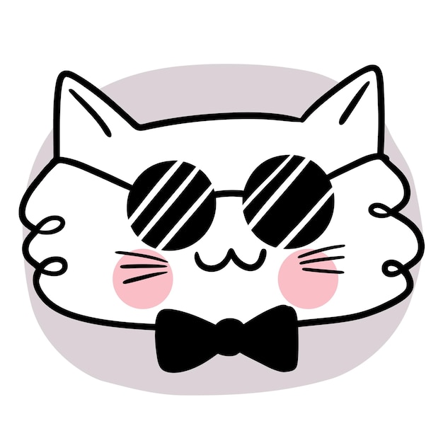 Gato lindo con gafas de sol y pajarita