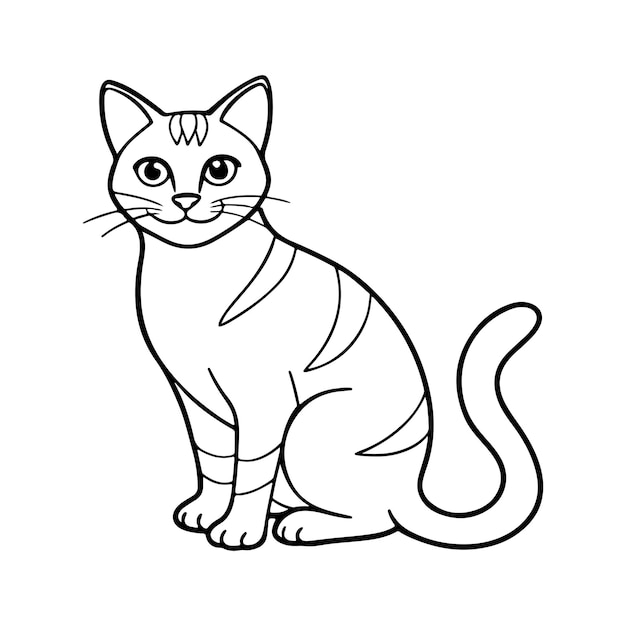 Gato lindo y gracioso Cabeza de cara triste Gato con orejas rosas Nariz Silueta negra Icono de mascota Kawaii