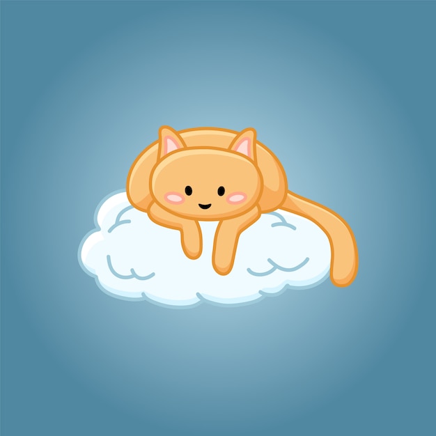 Gato lindo en una imagen de dibujos animados de nube