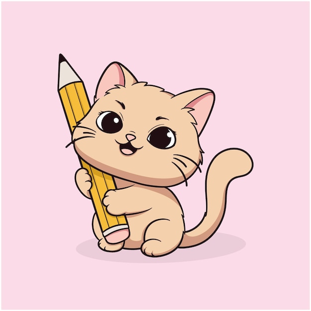 Gato lindo con un lápiz