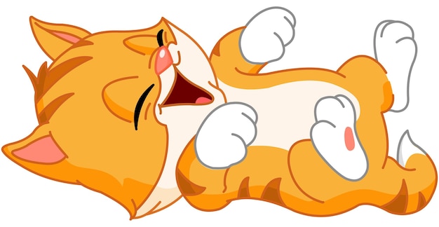 Gato lindo rodando en el suelo riendo Rofl