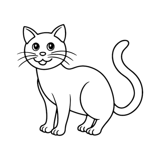 gato lindo sencillo ilustración en blanco y negro