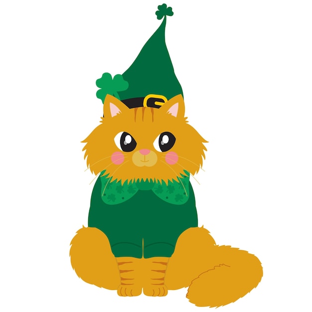 Gato lindo con el sombrero del día de Patrick