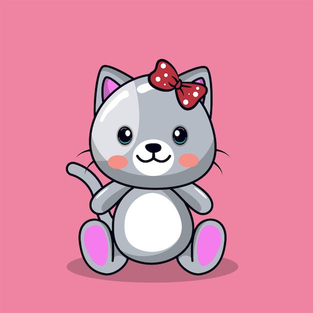 Gato lindo vector libre con ilustración de dibujos animados de mano de signo de amor