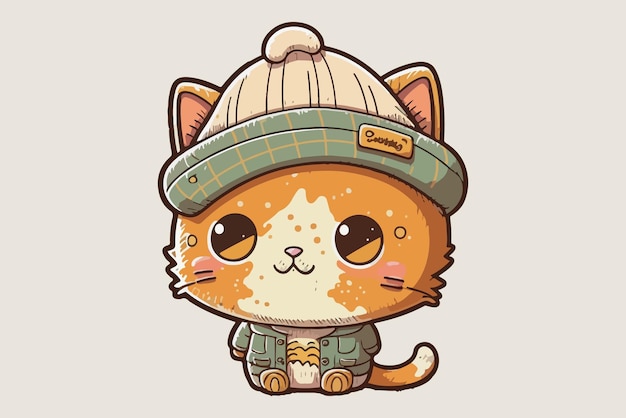 gato, llevando, un, sombrero, vector, ilustración