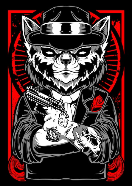 Vector gato de la mafia