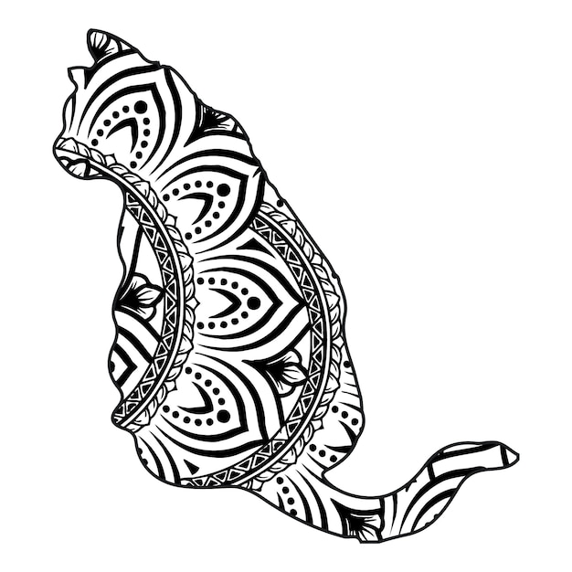 gato, mandala, colorido, vector, ilustración