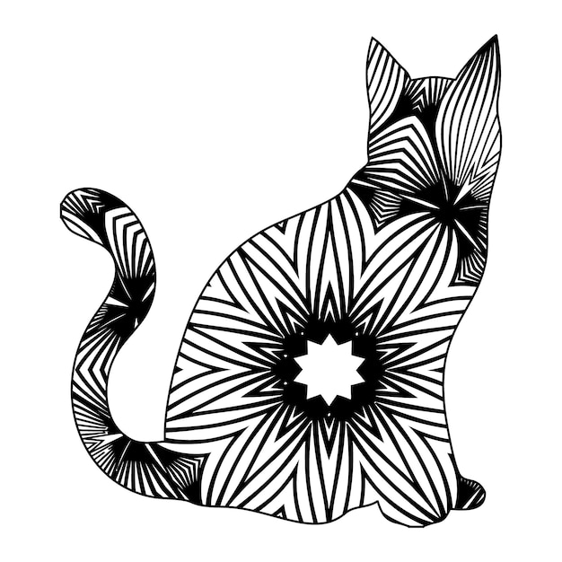 Gato, mandala, colorido, vector, ilustración