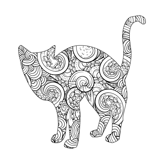 Vector gato, mandala, colorido, vector, ilustración