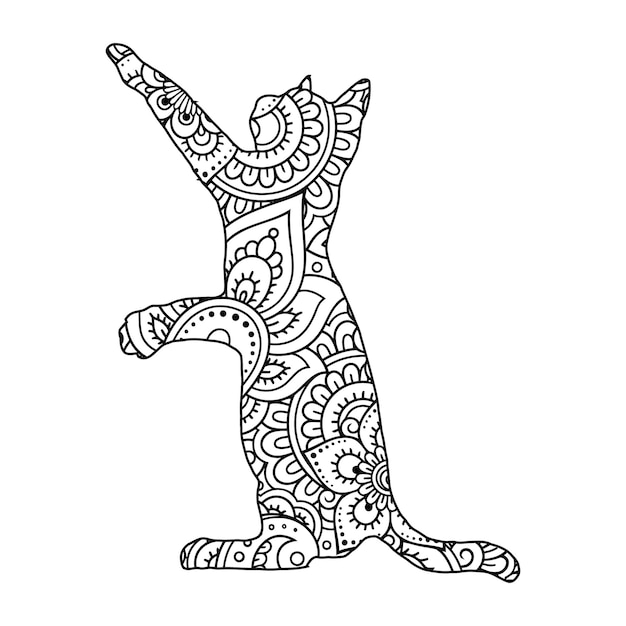 Gato Mandala Página Para Colorear Para Niños