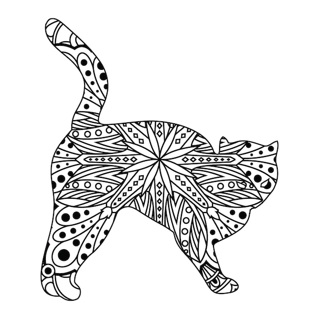 Gato Mandala Página Para Colorear Para Niños