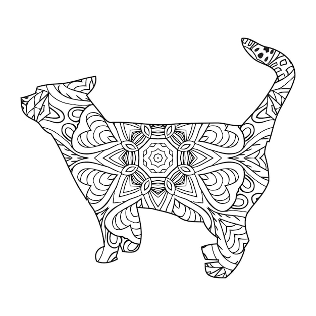 Gato Mandala Página Para Colorear Para Niños