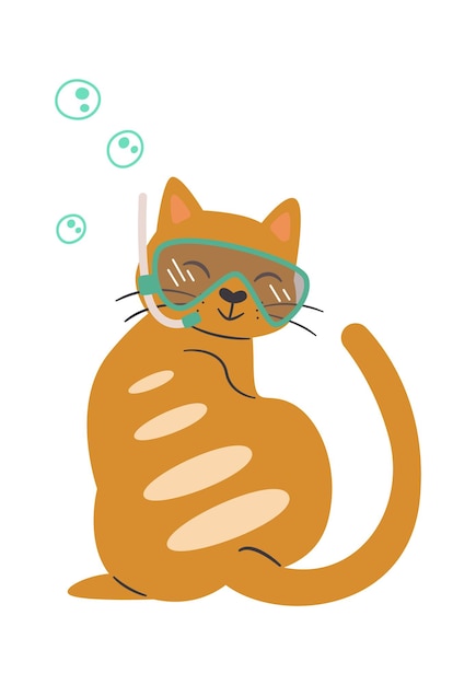 Gato con máscara de snorkel