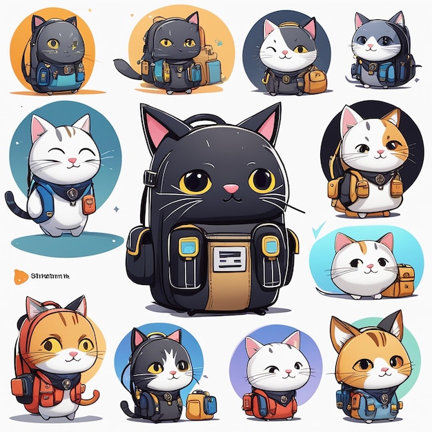 Gato con una mochila vector