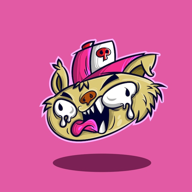 gato, monstruo, caricatura, en, sombrero