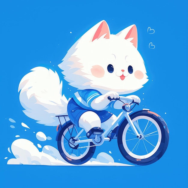 Un gato montando una bicicleta al estilo de los dibujos animados