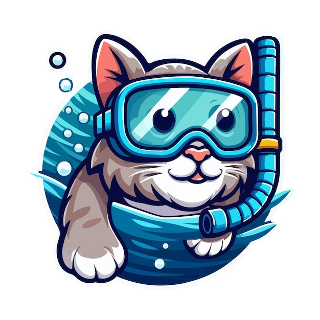 Vector un gato está nadando en el agua.