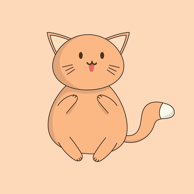 Gato naranja en estilo kawaii