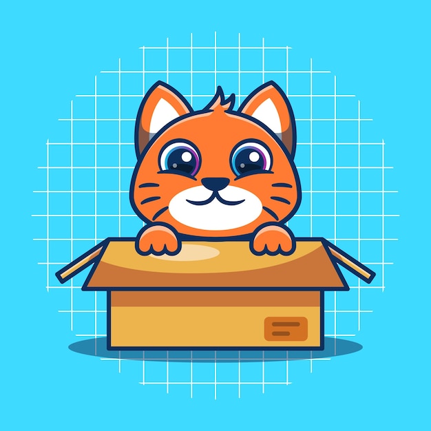 Gato naranja en ilustración de vector de cartón día internacional del gato