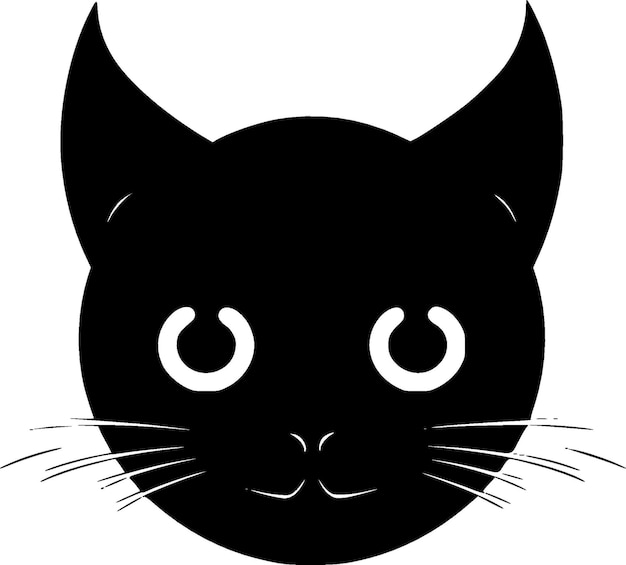 Vector gato negro y blanco ilustración vectorial de icono aislado