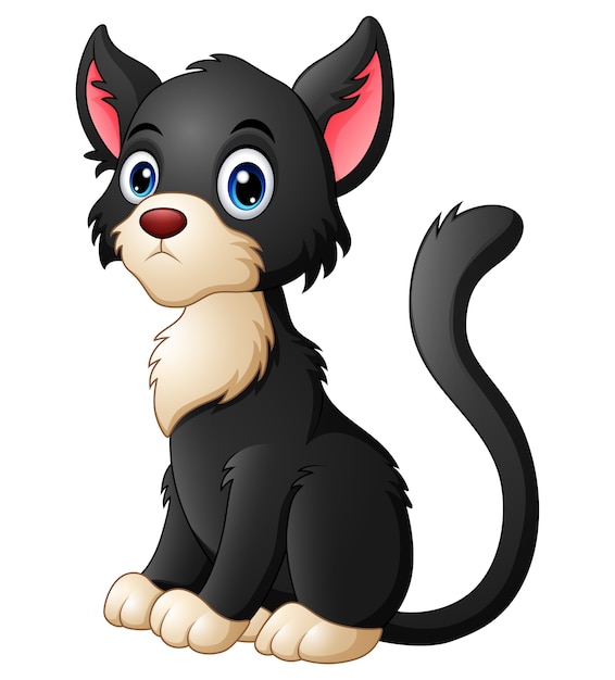 Gato negro de dibujos animados lindo