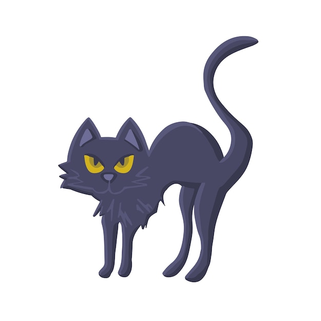 Gato negro con espalda arqueada halloween