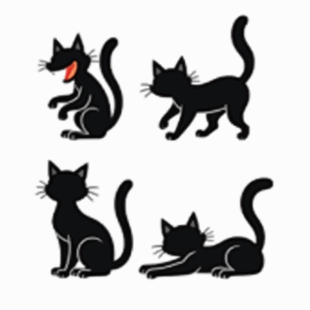 un gato negro con una etiqueta roja que dice gatos