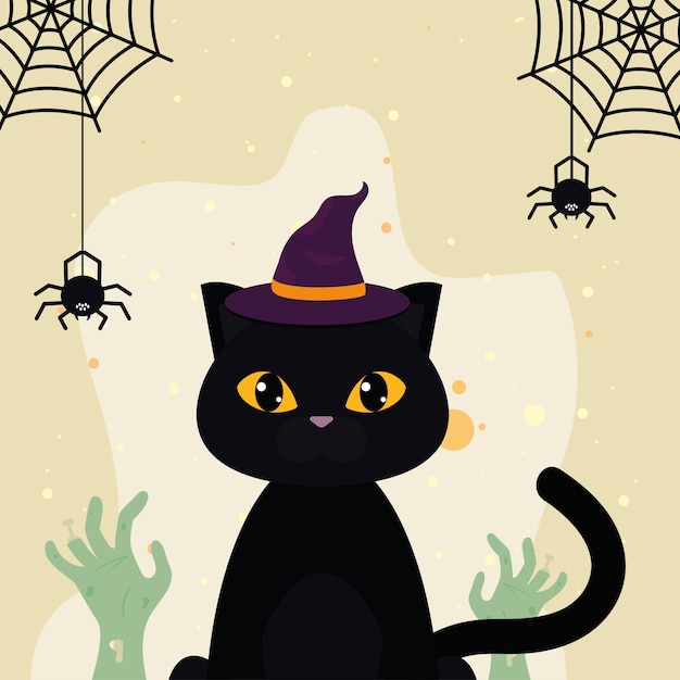 Gato negro de halloween