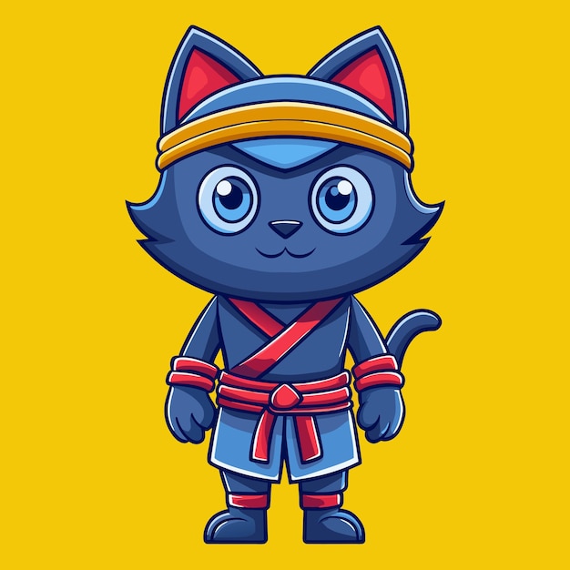 Vector el gato ninja negro de los dibujos animados