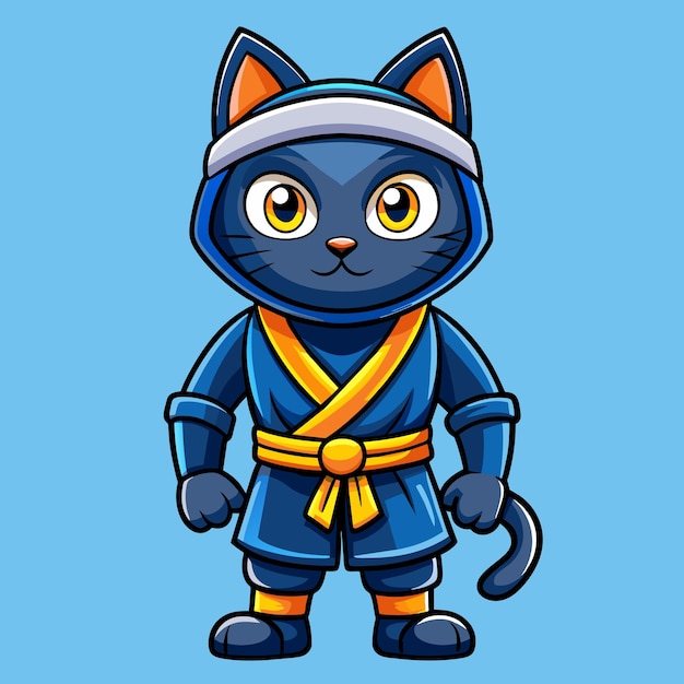 Vector el gato ninja negro de los dibujos animados