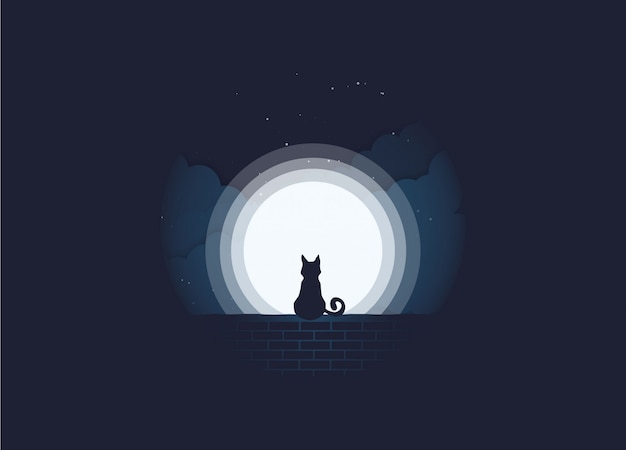 Vector gato nocturno