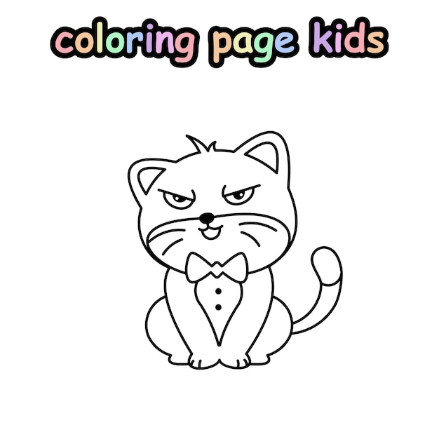 gato con pajarita para colorear para niños