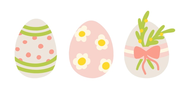 Gato de Pascua con huevos decorados y flores de primavera