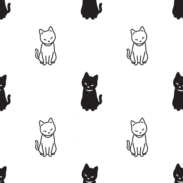 gato de patrones sin fisuras gatito sentado dibujos animados