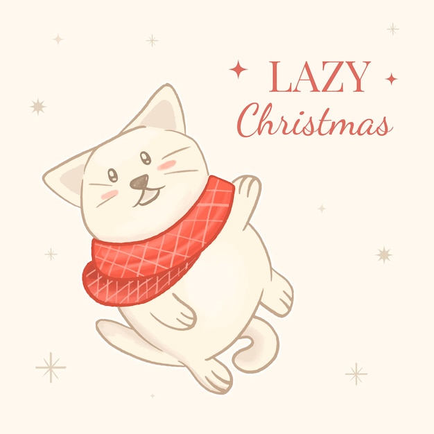 Gato perezoso en el día de navidad lindo gato navidad ilustración