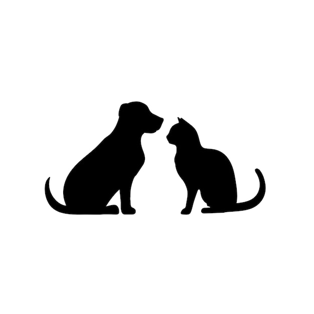 Gato y perro Silueta de gato y perro