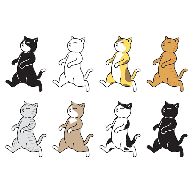 gato personaje de dibujos animados calicó gatito caminando mascota